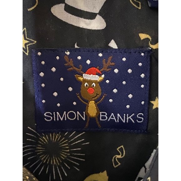 New Simon Banks Men's Black Champaign Party New Year Dress Shirt Size‎ Small 15 - Picture 4 of 8